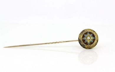 15 kt. Yellow gold - Antique Pin BroochPearl