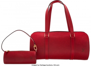 16023: Louis Vuitton Red Epi Leather Papillon 30 Bag Co
