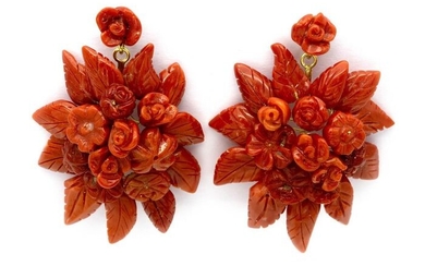 18 kt. Gold - Earrings Mediterranean coral