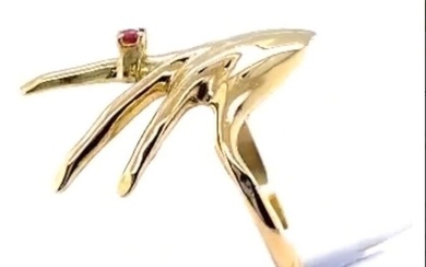 18 kt. Gold, Yellow gold - Ring - 0.05 ct Ruby