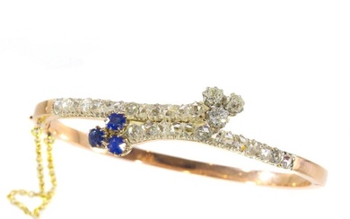 18 kt. Pink gold - Bracelet - 0.75 ct Sapphire - diamonds, total diamond weight 0.60 crt, Victorian anno 1880