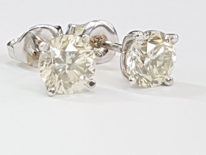 18 kt. White gold - Earrings - 2.02 ct Diamond