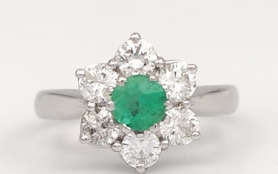 18 kt. White gold - Ring - 0.40 ct Emerald - Ct 1.00 Diamonds - Masterstones n 621PT230