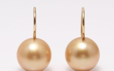 18 kt. Yellow Gold - 10x11mm Golden South Sea Pearls