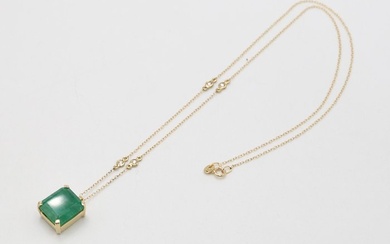 18 kt. Yellow gold - Necklace with pendant Emerald