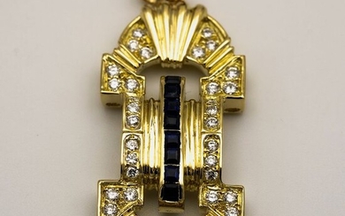 18 kt. Yellow gold - Pendant - 0.72 ct Diamond - Sapphire