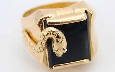 18 kt. Yellow gold - Ring Onyx