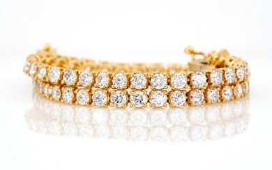 18 kt. Yellow gold - Tennis bracelet with 4.13ct diamonds and HRD certificate - No reserve price