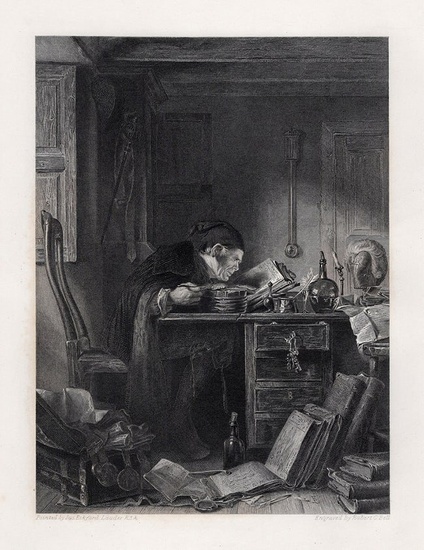 1800s James E. LAUDER Engraving Bailie Macwheeble at Breakfast FRAMED Signed