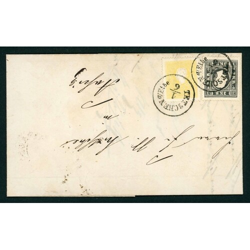 1859 EL from Tetschen a/Elbe to Aussig franked with 1858-59 ...