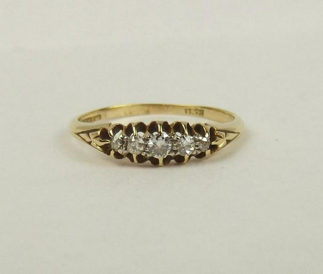 18ct Yellow Gold Five Stone Diamond Ring UK Size Q+ US
