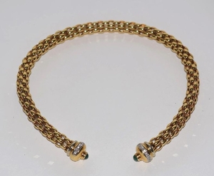 18k Yellow Gold Mod Dep Choker Necklace Diamond & 2