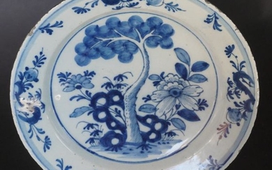 18th Century Delft Blue & White Pottery Charger