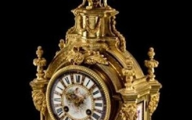 19TH C. JEWELED SEVRES PORCELAIN AND DORE BRONZE CLOCK