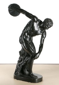 19th C Italian School, Bronze Nude Discus Thrower