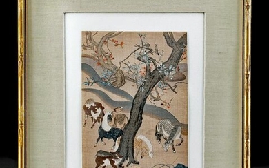 19th C. Japanese Meiji Woodblock Print w/ Horses