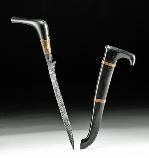 19th C. Sumatran Steel & Buffalo Horn Rencong Dagger