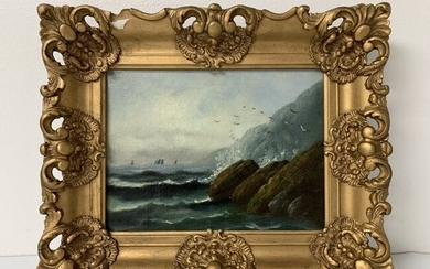 19th Century Seascape Oil on Canvas "Rough Water"