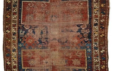 19th c Antique Kazak Shield Prayer Rug