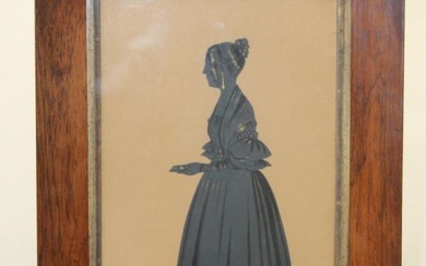 19th century English School, a full length silhouette portrait of...