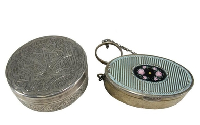 2 European sterling 925 & 800 silver enamel boxes