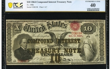20023: Fr. 190b $10 1864 Compound Interest Treasury Not