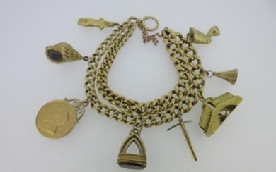 An 18ct watch chain converted to a bracelet with eight