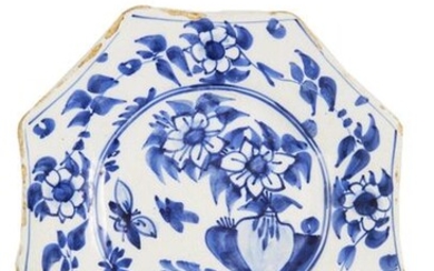 23-Delft or Frankfurt: a small earthenware tip dish with blue...