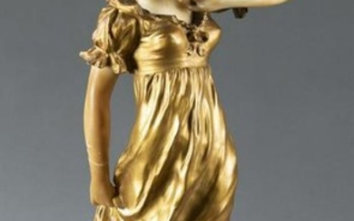 Affortunato Gory, bronze & marble woman.