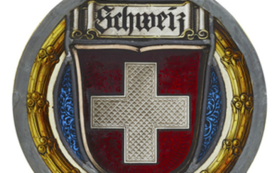 Bleiglasscheibe mit Schweizer Wappen