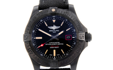 BREITLING - a gentleman's black titanium Avenger Blackbird 44 wrist watch.