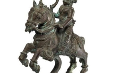 A bronze horse and rider, India, 19th...