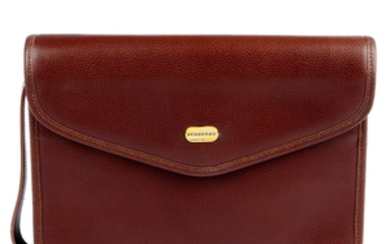BURBERRY - a brown leather clutch.
