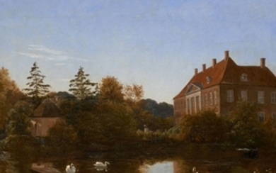 Carlo Eduardo DALGAS Naples, 1820 - Möllhorst, 1851 Vue du château de Nisø avec l'atelier de Thorvaldsen