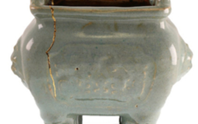 Chinese Celadon Footed Censer, Kintsugi Repairs