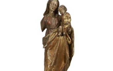 A Continental polychrome and parcel-gilt sculpture of the Madonna...