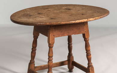 Early Pine and Maple Splay-leg Oval-top Tea Table