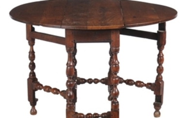 An English oak gate leg table, circa 1700
