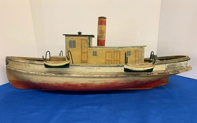 Folk Art Tugboat Ship Model
