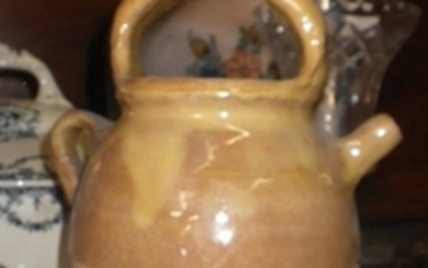 French terra cotta slip glazed pitcher