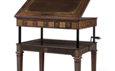 A GERMAN ORMOLU-MOUNTED AND BRASS-INLAID MAHOGANY ARCHITECT'S TABLE, 19TH CENTURY