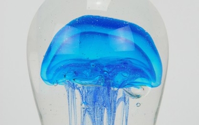 Glass jellyfish paperweight