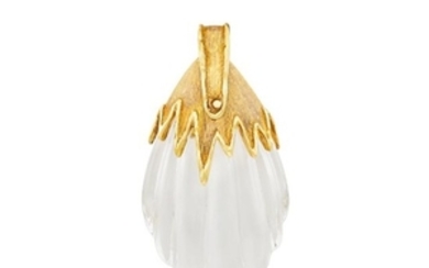 Gold and Fluted Rock Crystal Pendant, Jean Paris