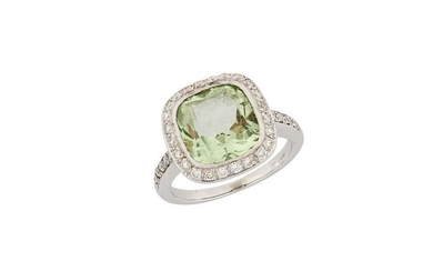 A green quartz and diamond dress ring, by Boodles