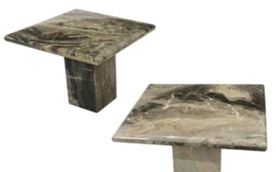 Italian Marble Plinth Base End Tables