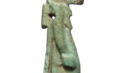 Large Egyptian green-glazed faience amulet of Taweret
