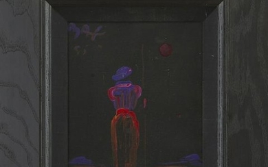 Peter Max Figure on Black Background Acrylic on C