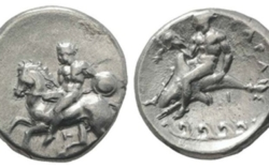 Southern Apulia, Tarentum, c. 344-334 BC. AR Nomos (21.5mm, 7.63g,...