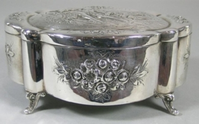 Sterling Silver Covered Dresser Box, shaped oval form