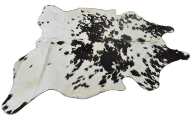 TANNED BROWN, BLACK & WHITE COWHIDE, 78.25" X 76"